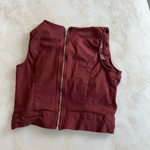 Cropped Zipper Top with Cutouts